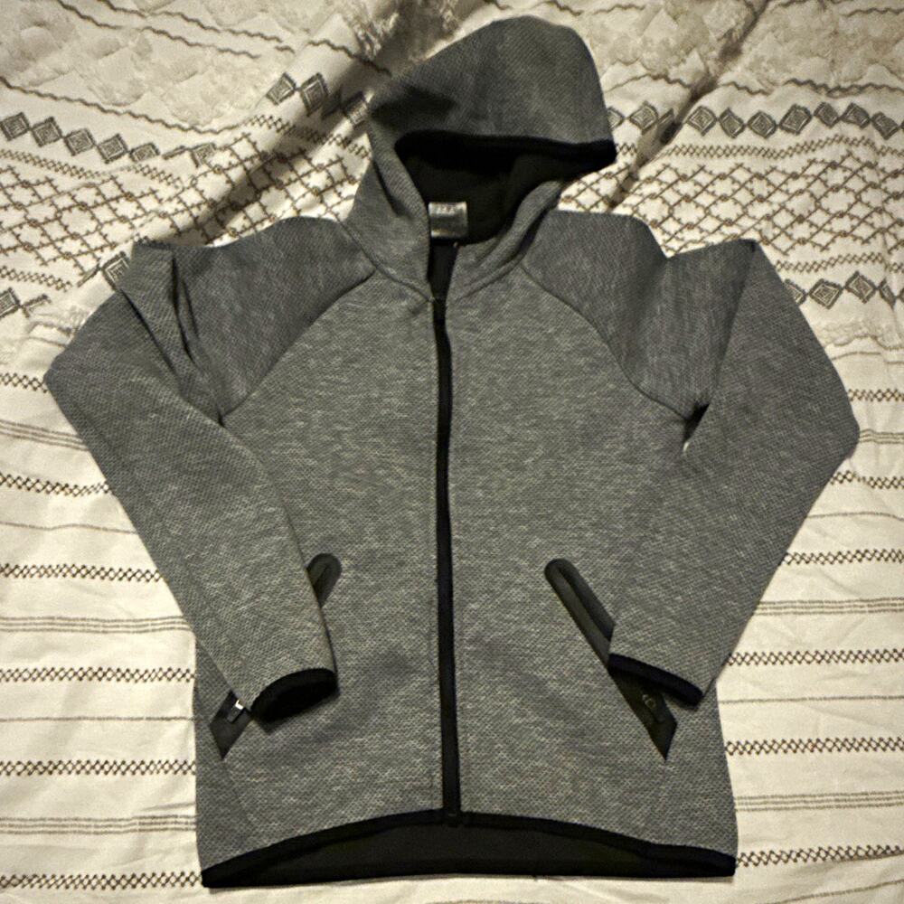 Zyia Active Youth Full Zip Hooded Hoodie Jacket Gray Black Pockets Size 6-7